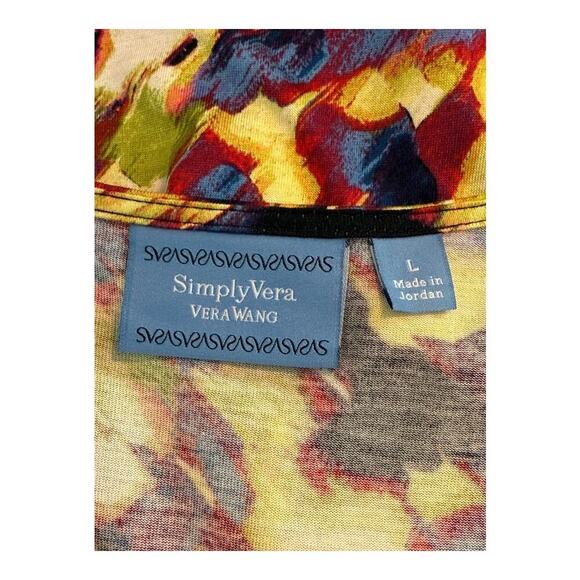 Simply Vera Vera Wang Women's Short Sleeve Blouse Large Multicolor Abstract - Picture 4 of 8